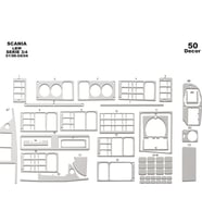 Meriç® Scania LKW 3/4 Ön Torpido Kaplama Maun 50 Parça 1996-2004 (Alüminyum)