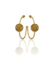 Kadir Jewellery 22 Ayar Altın Kaplama Kadın Taşlı Küpe -El İşçiliği Ve Hipoalerjenik Küpe (Sarı)