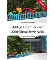 Dekoratif Plastik Bahçe Çiti ve Peyzaj Çiti 1 ADET ÇİT (Y: 25 CM / G: 25 CM) TOPRAK AYAKLI (Gök Mavisi)