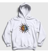 Presmono Unisex Beyaz Mosaic Sun Moon Güneş Ay Kapüşonlu Sweatshirt 408142tt (Beyaz)