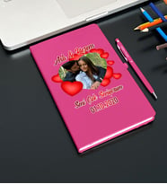 Sevgiliye Özel Deri Tasarım Defter (Pembe)