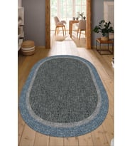 Dijital Baskılı Kaymaz Taban Yıkanabilir Oval Salon Halısı Mutfak Halısı Yolluk NDO-HT-230 (Mavi)