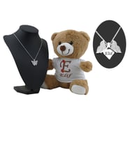 Kişiye Özel  Peluş Ayıcık Ve Kelebek  Kolye (Beyaz)
