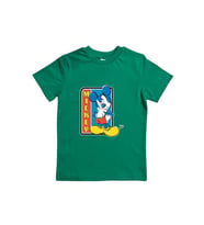 Mickey Mouse baskılı pamuklu penye kumaş yazlık çocuk tişört (Yeşil)
