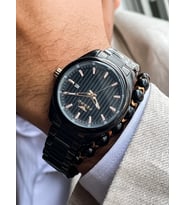 Ferro Çelik Kordon ,VIP Model Gümüş Renk Su Geçirmez Garantili (2Yıl)Erkek Kol Saati Bileklik (Siyah)