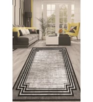 Dijital Kaymaz Taban Yıkanabilir Modern Renkli Salon Halısı Mutfak Halısı Yolluk ND-HT-662 (Siyah)