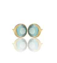 Kadir Jewellery 22 Ayar Altın Kaplama Kadın Minimal Küpe -El İşçiliği Ve Hipoalerjenik Küpe (Açık Mavi)