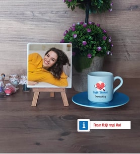 Sağlık Teknikeri Fotoğraflı Dekoratif Taş, Ahşap Altlıklı Türk Kahvesi Fincanı HediyeTıp Bayramı Hediyesi (Model 5)