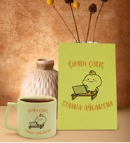 BK Gift Esprili Tasarım Serisi Sarı Sert Kapaklı Defter ve Middle Kupa Seti, Arkadaşa Hediye, Yeni İş Hediyesi, Doğum Günü Hediyesi (Model 10)