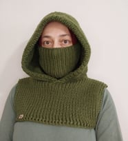 Yünlü Unısex Kış Şapkaları, El Yapımı Yetişkin Balaclava, Handmade Kadın-Erkek Balaklava (Haki)