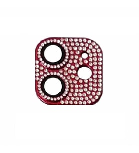Uyumlu Model Apple iPhone 12 Mini Full Taşlı Kamera Lens Koruyucu Çerçeveli Koruyucu CL-08 (Kırmızı)