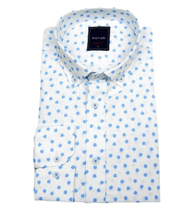 Erkek Keten Yaprak Model Uzun Kol Gömlek 491 BGL-ST00491 (Mavi)
