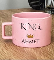 Kişiye Özel King Hediye Pastel Fincan Sevgiliye Hediye (Pembe)