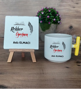 Rehber Öğretmeni Hediye Seti Kupa Bardak T Kulplu ve Dekoratif Taş Öğretmenler Günü Hediyesi Rehber Öğretmenine Hediye (Model 5)