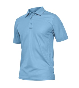 Ghassy Co. Erkek Taktik Polo Yaka Gömlek Hızlı Kuruma Nem Emici Performans Pique Jersey Golf T-shirt (Açık Mavi)
