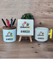 Muhasebeci Hediye Sepeti Kupa Bardak T Kulplu, Kalemlik ve Dekoratif Taş Muhasebeciye Hediye (Model 5)