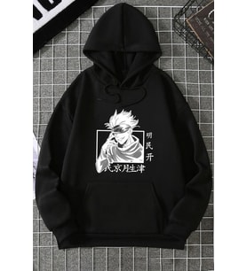 Unisex Jujutsu Kaisen Baskılı Sweatshirt (Siyah)