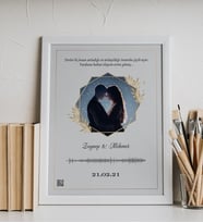 Kişiye Özel Fotoğraflı Sevgiliye Hediye 30x40 cm QR Kodlu Çerçeveli Poster (Beyaz)