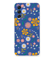 PrinfiFy Samsung Galaxy S21 FE Uyumlu Lansman Kılıf Çiçek Tasarımlı İçi Kadife Kapak (Lacivert)