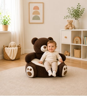 Ayıcık Peluş Bebek - Çocuk Koltuğu %100 Yerli (Koyu Kahverengi )