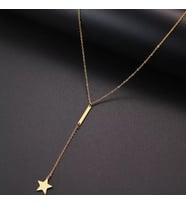 Kişiye Özel 925 Ayar Gümüş Çubuk Bar Yıldız Kolye (Gold)