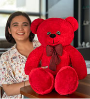 Özgüner 80-90 cm Rengarenk Papyonlu Ayıcık %100 yerli (Kırmızı)