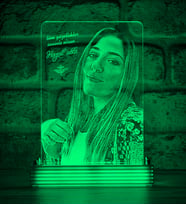Kız Arkadaşa Hediye Kişiye Özel 3D LED Lamba (Yeşil)