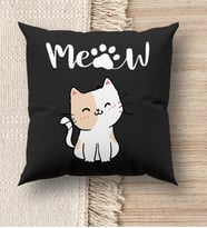 BK Gift Kedi Tasarımlı Premium Kumaş Siyah Kırlent Yastık, Ev Hediyesi, Ev Dekorasyonu, Dekoratif Hediye (Model 10)