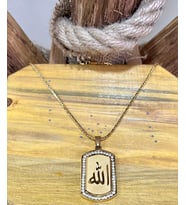 1. Sınıf Çelik Zirkon Taşlı Allah Yazılı Çelik Kolye 65 cm (Gold)