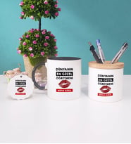 Dünyanın En Güzel Öğretmeni Kupa Bardak Kırmızı Kalemlik ve Anahtarlık (Model 6)