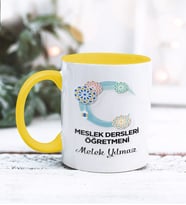 Meslek Dersleri Öğretmeni Tasarımlı Kişiye Özel Kupa Bardak (Sarı)