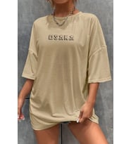 Unisex Osaka  Baskılı T-shirt (Bej)
