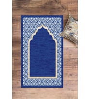 EVDEYA Dijital Baskılı Yıkanabilir Hediyelik Şık Namazlık Seccade 70x130 cm, SECCADE-17-GRİ, (Mavi)