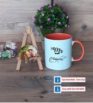 Eşe Hediye Mr Kupa Bardak Beyaz ve Fotoğraflı Ahşap Anahtarlık Hediye Yıl Dönümü Hediyesi (Model 13)
