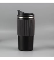 450ml Silikon Kol 304 Paslanmaz Çelik Termos Taşınabilir Coffe Cup (Siyah)