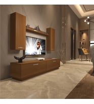 Decoraktiv Eko 5DB Slm Std Tv Ünitesi Tv Sehpası - Parlak Beyaz (Ceviz)