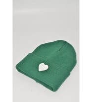 Moxxo Sevgililer Günü Özel Koleksiyonu Beyaz Kalp Figürlü Neon Turuncu Renk Unisex Erkek/Kadın Bere (Açık Yeşil)