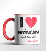 Kişiye Özel Erzincan Seninle Daha Güzel Tema Siyah Renk Kupa (Kırmızı)