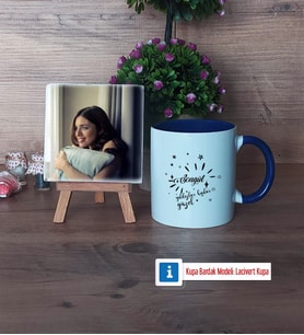 Doğum Günü Hediyesi Fotoğraflı Dekoratif Taş, Kupa Bardak Beyaz Hediye (Model 3)