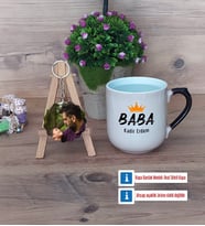 Babalar Günü Hediyesi Kupa Bardak Beyaz ve Fotoğraflı Ahşap Anahtarlık HediyeBabaya Hediye (Model 10)