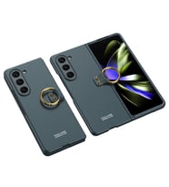Galaxy Z Fold 5 Kılıf Zore Kıpta Yüzüklü Flip Sert Kılıf (Koyu Yeşil)
