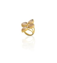 Kadir Jewellery 22 Ayar Altın Kaplama Zirkon Taşlı Kadın Vintage Yüzük (Turuncu)