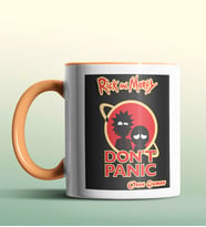 Kişiye Özel Rick and Morty Dont Panic Beyaz Renk Kupa (Turuncu)