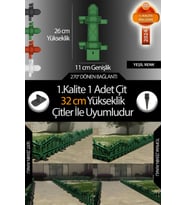Uzunluk - Köşe - Kenar Tamamlama Çiti (32 Cm Yükseklik Çit ile Uyumludur) (Yeşil)