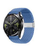 Sneezy Huawei Watch Gt4 46mm İle Uyumlu 22mm Metal Klips Solo Fiberlink Örgü Kordon (Açık Mavi)