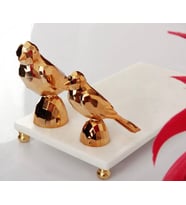 Doremcy  2'li Kuş Biblo Süs Polyester Döküm (Gold)