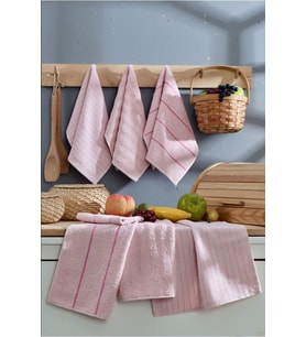 6 lı El Yüz Mutfak Havlusu Seti Sophia 30 X 50 Cm (Pudra)