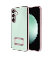 Samsung Galaxy A16 Kılıf Logo Yeri Açık Kamera Lens Korumalı Renkli Kenarlı Şeffaf Silikon (Rose)