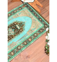 EVDEYA Dijital Baskılı Yıkanabilir Hediyelik Klasik Namazlık Seccade 70x130cm, SECCADE-33-KAHVERENGİ, (Turkuaz)