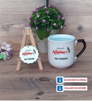 Kütüphaneci Kupa Bardak Kırmızı ve Ahşap Anahtarlık Hediye (Model 9)